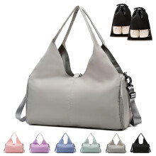 Gym Bag Womens, Yoga Mat Bag Sport Travel Bag with 2pcs Shoes Compartment, Waterproof Sports Gym Bag for Sport Travel Hiking(Grey)