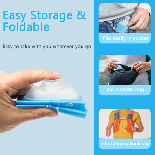 Lightweight Leakproof Soft Flask - 500ml Foldable Collapsible Water Bottle for R 2