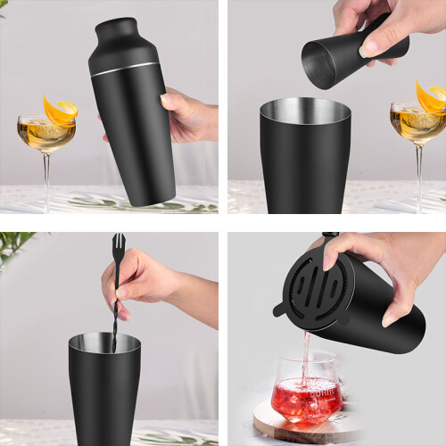 (E) Stainless Steel 8-Piece Cocktail Shaker Set – Complete Bar Tools for Hand Shaking 2