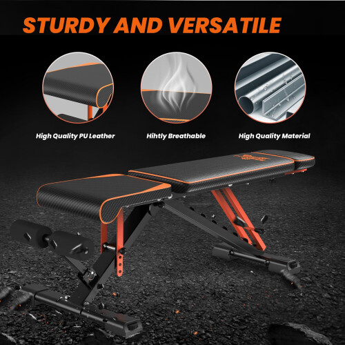 naspaluro Adjustable Weight Bench for Full Body Workout - 880 Lb Stable Workout 2