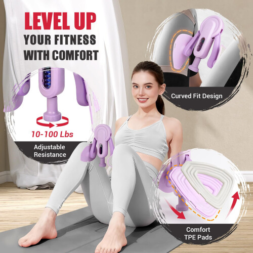 Thigh Trainer, 10-100lb/45kg Adjustable Inner Thigh Exerciser with Leg Band 1