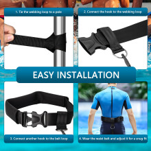 Boosteady Swimming Training Belt 4M Swimming Tether Swim in Place Harness Stationary Aquatic Resistance Belt Stationary Safety in a Pool or Open Wate