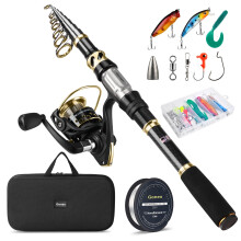 Gonex Telescopic Fishing Rod and Spinning Reel Combo Set with Fishing Line, Fishing Lures Kit & Accessories and Carrier Bag for Saltwater Freshwater