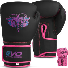 EVO Fitness Ladies Matte Pink Boxing Gloves Punch Bag Women MMA Muay Thai Martial Arts Kick Boxing Girls Sparring Training Fighting Gloves With Hand