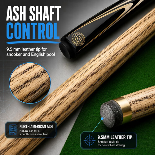 BCE 2-Piece Ash Snooker Cue, 57 Inch with Soft Case (Model FF200) 1