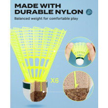 AboveGenius Badminton Rackets Set for Outdoor Backyard Games, Including 4/6 Rackets, 6 Nylon Badminton Shuttlecocks, Lightweight Badminton Racquets f