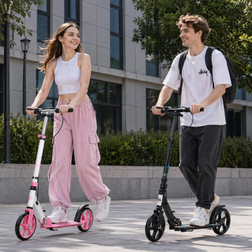 Kick Scooter, 2-Wheel Foldable Adult Scooter with Adjustable 1