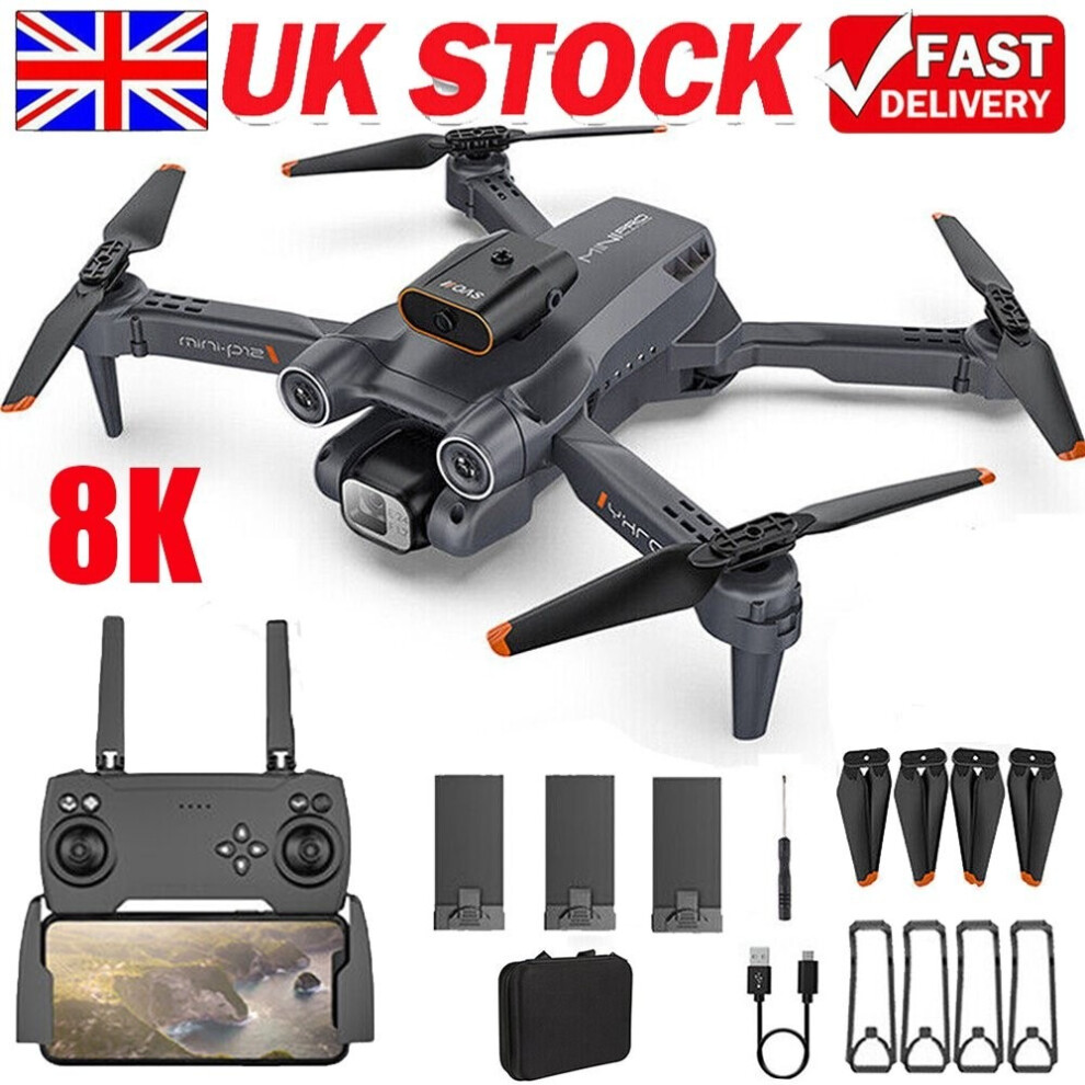 Photos - Other Toys 8K HD Drone Dual Camera WIFI FPV Foldable Selfie RC Quadcopter with 3 Batteries