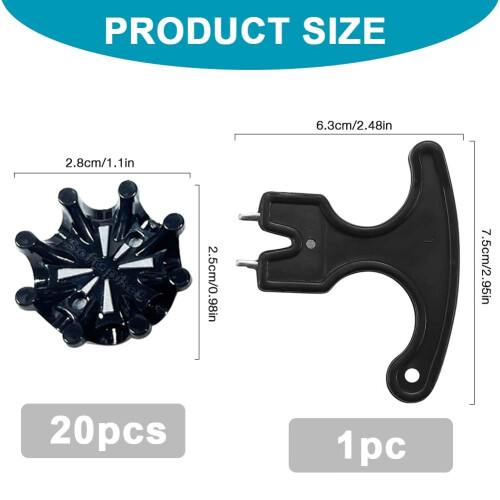 Xelmorant Golf Shoe Spikes — 20 PCS Black Durable TPU Replacement 1