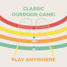 Mookie Activo 2 Player Badminton Set, Fun Outdoor Family Game, with 2