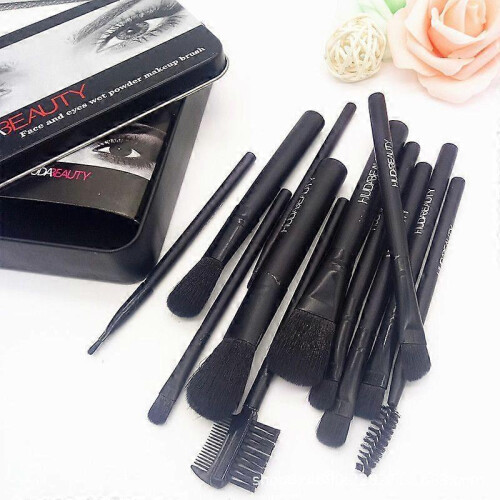 HUDA 12-Piece Makeup Brush Set in a Metal Case - Beauty Tools 2