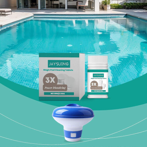 Jaysuing Pool Cleaning Tablets, Fast Dissolving Cleaner for Home Pool Scale Odor Removal 1