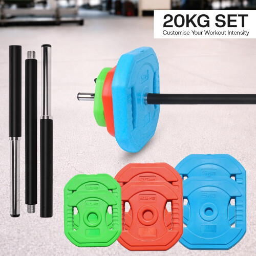 FK Sports Adjustable Barbell Weights Set, 30kg Complete Studio Pump 1
