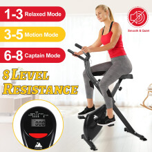 EVOLAND 265LBS Exercise Bike, Foldable Exercise Bike with LCD Display and 8-Level Adjustable Resistance, Max Load for Home Trainer Use, Maximum Weigh