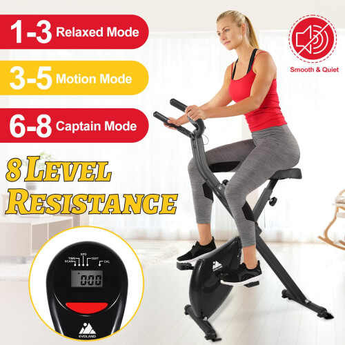 EVOLAND 265LBS Exercise Bike, Foldable Exercise Bike with LCD Display 2