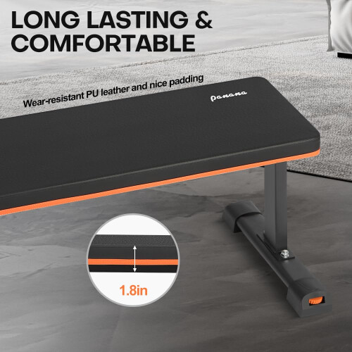 Panana Foldable Weight Bench, Heavy Duty Flat Gym Bench, 200kg Capacity 2