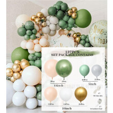 (137pcs Bean Green Gold Set) Ensemble de ballons vert olive rétro pour décoration de fête d'anniversaire