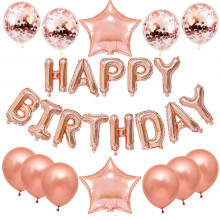 (Rose Gold) Kit di palloncini "Buon compleanno" con coriandoli in lattice, lamina e glitter per feste di compleanno per bambini.