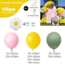 (287 Small Daisy Flower Set) Ballons en latex mini marguerite d'été pour pique-nique et décoration de fête d'anniversaire en plein air