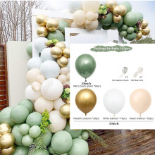 (Olive Green Gold Set) Kit de guirlande de ballons vert olive rétro, ensemble de décoration de fête vert poudré pour anniversaire