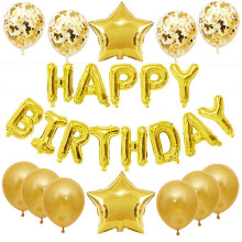 (Gold) Kit de ballons « Joyeux anniversaire » en latex, aluminium, confettis et paillettes pour décoration de fête d'enfants