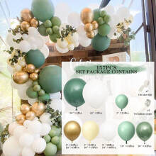 (157pcs Bean Green Set) Ensemble de ballons vert olive rétro pour décoration de fête d'anniversaire