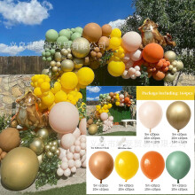 (22AL-200) Kit per arco di palloncini a tema animali vintage della foresta, ideale per decorazioni di feste di compleanno per bambini.