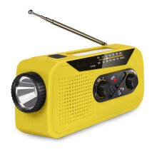 (Yellow) Kit di sopravvivenza con radio a manovella solare per esterni, caricabatterie per telefono e AM/FM/WB/SOS.