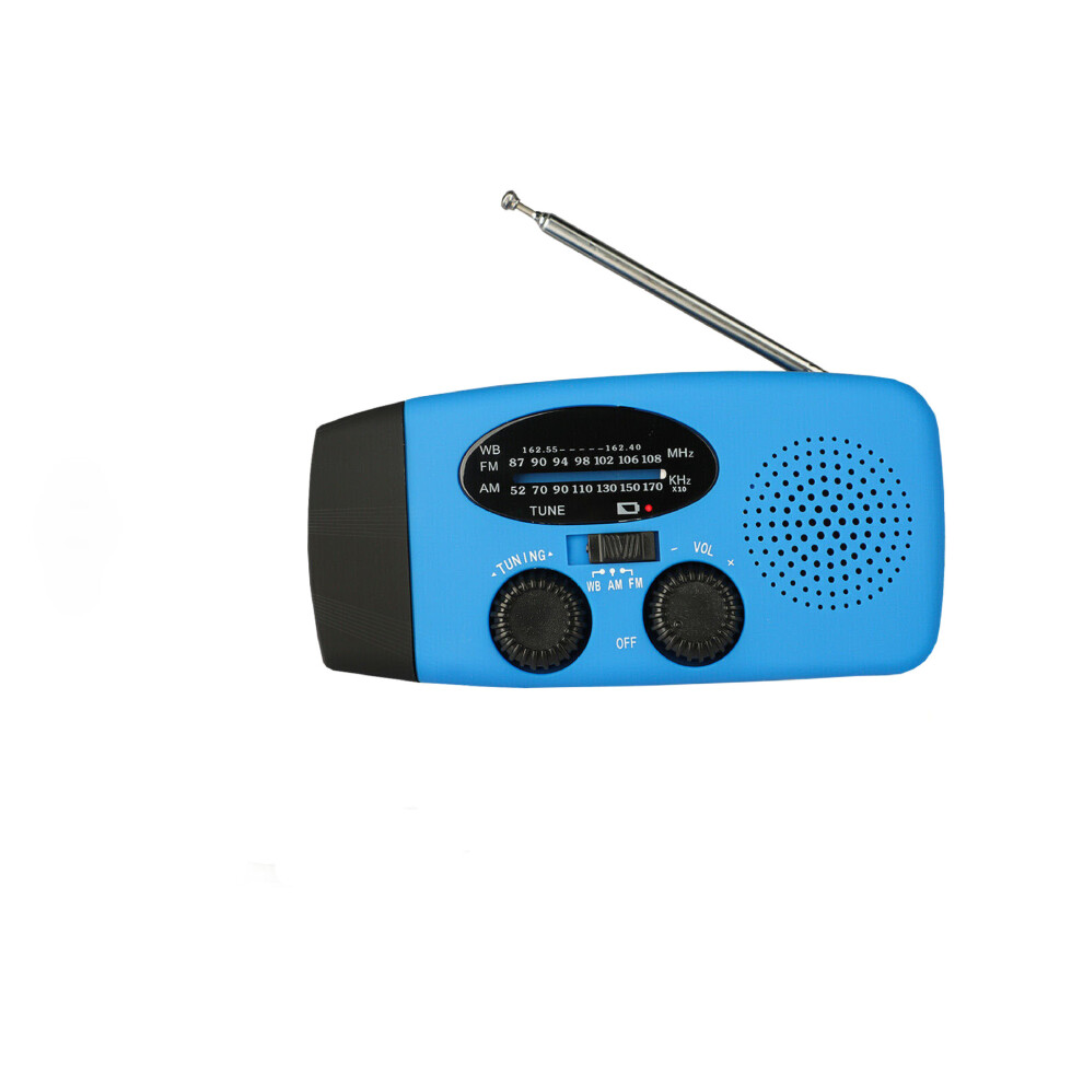 (Blue) Emergency Noaa/Am/Fm Radio With 3Led Bright Flashlight Solar Hand-Cranked Disaster Survival Kit Blue 8274093240151