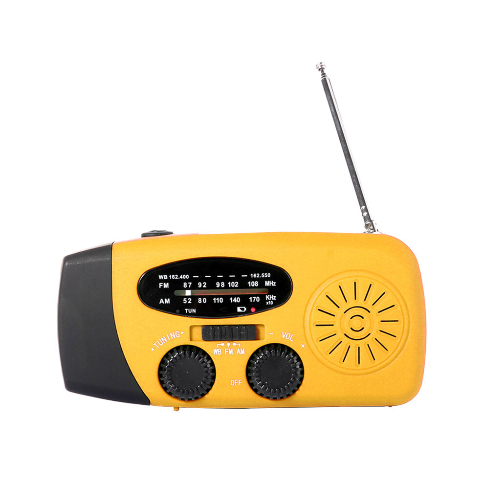 (Orange) Hand-Crank Solar Emergency Radio Flashlight 1200Mah 3Led Weather Alert Survival Kit Orange 4695330364739