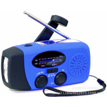 (Blue) Kit di prevenzione dei disastri con generatore di corrente portatile a manovella e radio ad energia solare di emergenza.