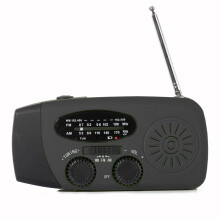 (Black) Radio di emergenza solare a manovella, torcia da 1200 mAh con 3 LED e allarme meteo, kit di sopravvivenza