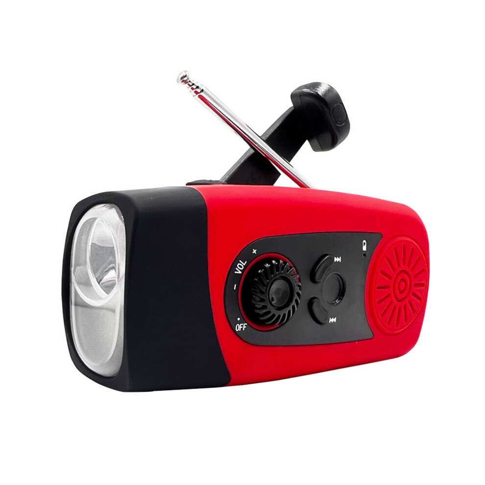 (Red) Zoomable Led Solar Radio & Hand-Crank Generator Emergency Mobile Charger Red 4766973192970