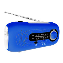 (Blue) Utomhus handvevgenerator solradioficklampa bärbar multifunktionell laddare kit
