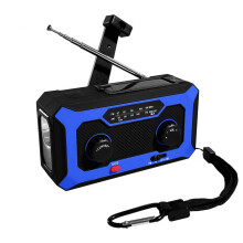 (Blue, 2000mah) Disaster Emergency Solar Hand-Crank Radio with Rechargeable Multi-Function LED Reading Light Kit