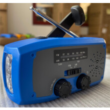 (Blue) Multifunksjonelt nødsett for solcelledrevet håndsveivradio, bærbart kraftproduksjonssett for katastrofeforebygging