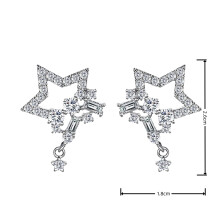 (White Diamond) Five-Pointed Star Zircon Stud Earrings, Eternal Starshine Naked Stone Pentagram Earrings for Women