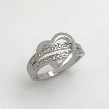 (US Size 6) Women's Sterling Silver Heart Wedding Ring - Romantic Female Jewelry