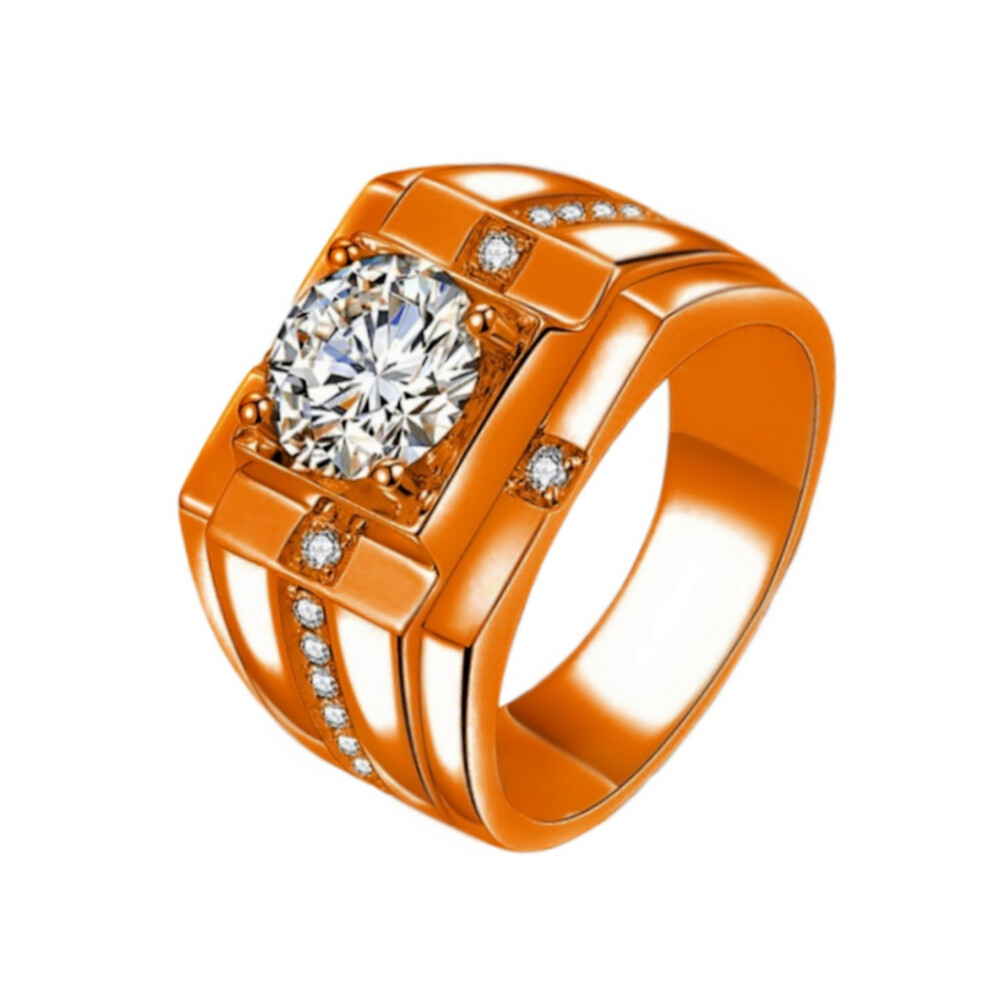 (Rose Gold, US Size 10) Open Diamond Wedding Band, Adjustable Couple Ring, Qixi Valentine's Gift