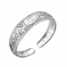 (Silver Color, A) Elegant Silver Diamond Wide Bracelet, Open Cuff Water Cube Ring Set