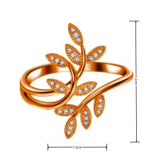 (Rose Gold) Branch Leaf Zircon Ring Unique Willow Stacking Band Trendy Creative Women's Jewelry