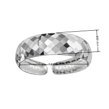(Silver Color, B) Elegant Silver Diamond Wide Bracelet, Open Cuff Water Cube Ring Set