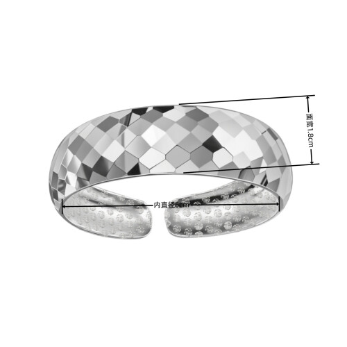 (Silver Color, B) Elegant Silver Diamond Wide Bracelet, Open Cuff Water Cube Ring Set