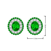 (Green Diamond, A) 6-Carat Imitation Natural Tanzanite, Emerald & Red Diamond Inlaid Colorful Gemstone Stud Earrings
