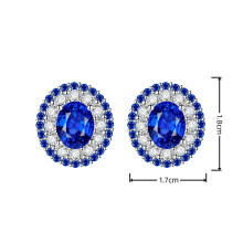 (Deep Blue Diamond, A) 6-Carat Imitation Natural Tanzanite, Emerald & Red Diamond Inlaid Colorful Gemstone Stud Earrings