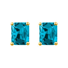 (Aquamarine Diamond, Golden Color) Rectangular Emerald Green Diamond Stud Earrings 18K Rose Gold Plated Square Luxury Jewelry