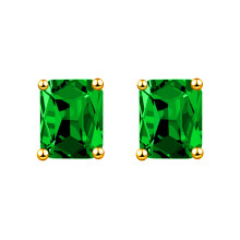 (Green diamond., Golden Color) Rectangular Emerald Green Diamond Stud Earrings 18K Rose Gold Plated Square Luxury Jewelry