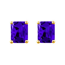 (Deep Blue Diamond, Golden Color) Rectangular Emerald Green Diamond Stud Earrings 18K Rose Gold Plated Square Luxury Jewelry