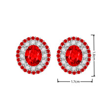 (Red Diamond, A) 6-Carat Imitation Natural Tanzanite, Emerald & Red Diamond Inlaid Colorful Gemstone Stud Earrings