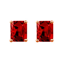 (Red diamond., Rose Gold) Rectangular Emerald Green Diamond Stud Earrings 18K Rose Gold Plated Square Luxury Jewelry
